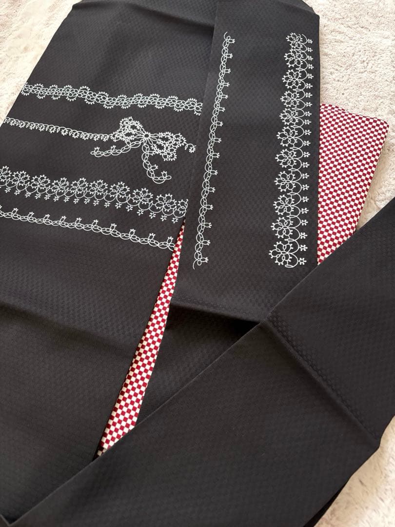 ワイヤーレース柄の名古屋帯　リボン