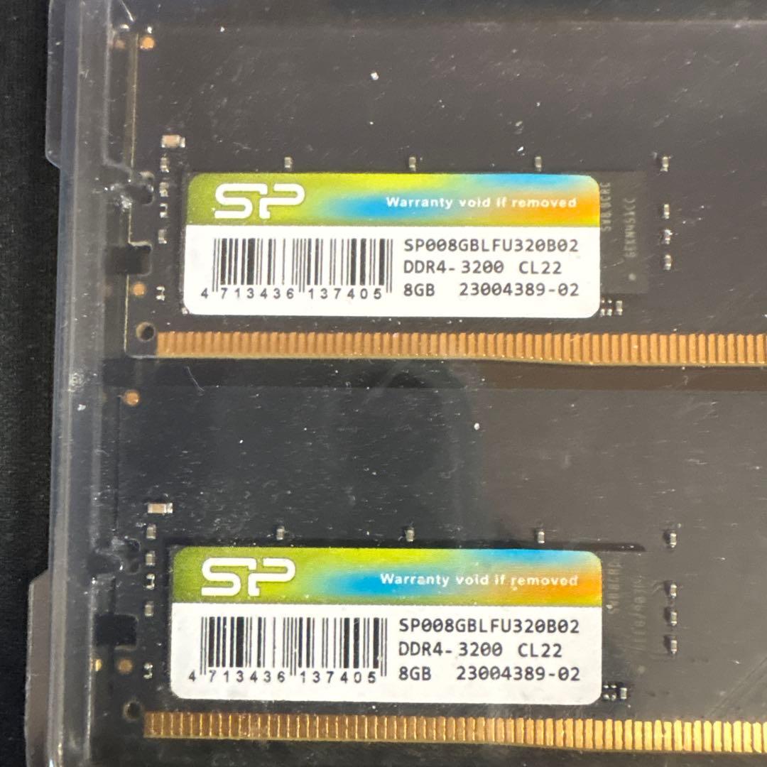 シリコンパワー　8GB DDR4-3200 CL22 メモリ×2枚（16GB）