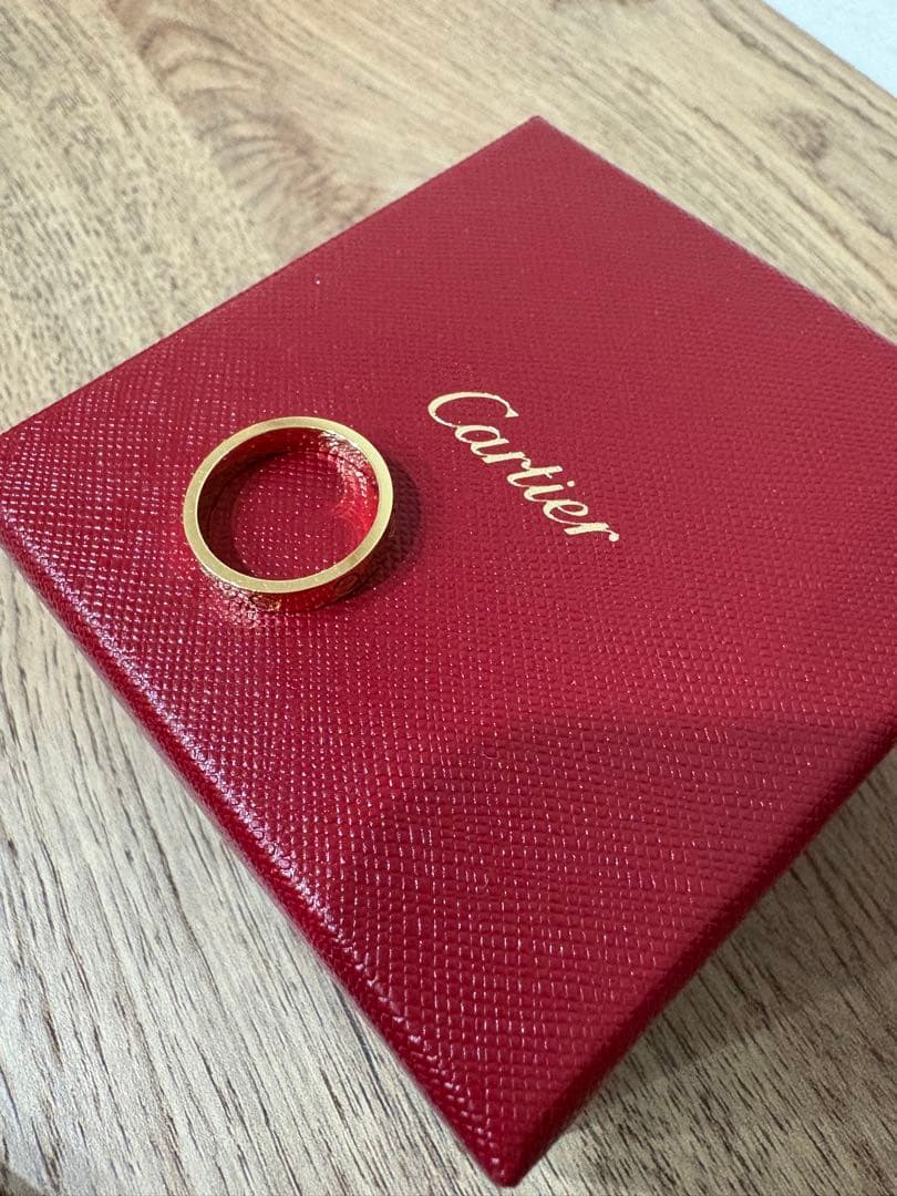 【美品・付属品あり】Cartier ラブリング K18YG ダイヤ1P 14号