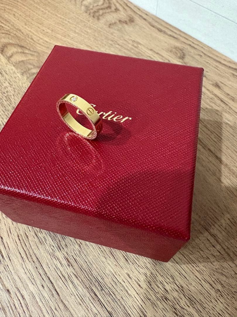 【美品・付属品あり】Cartier ラブリング K18YG ダイヤ1P 14号