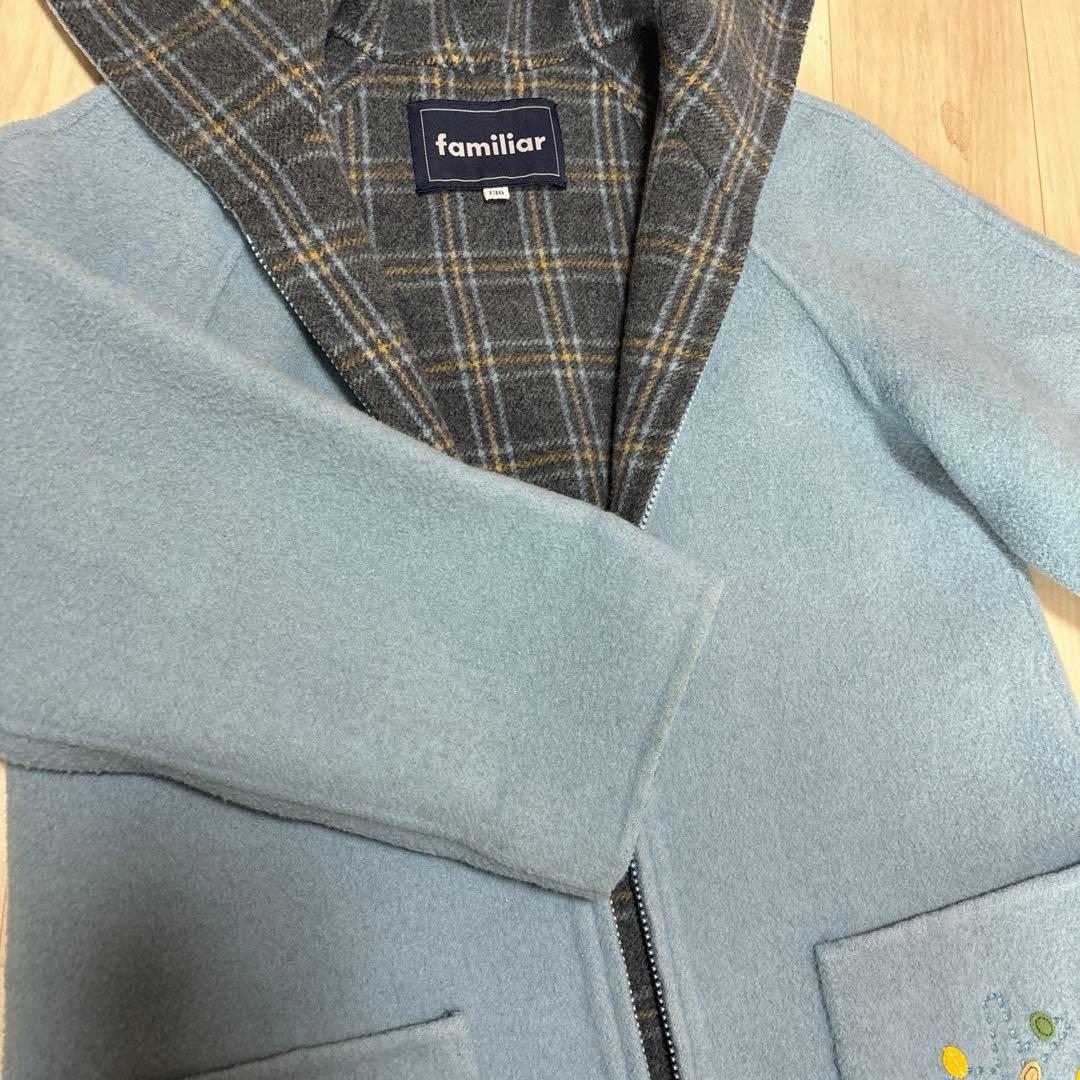 ファミリアチェックリバーシブルコート130cm