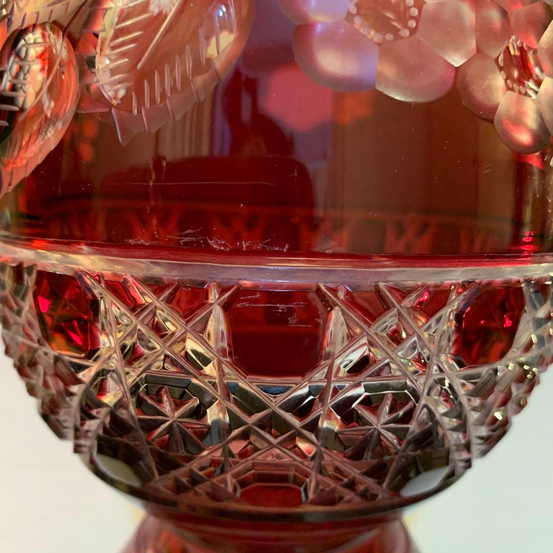 【Meissen】マイセン　クリスタル　赤フラワーベース　花瓶　★難あり！