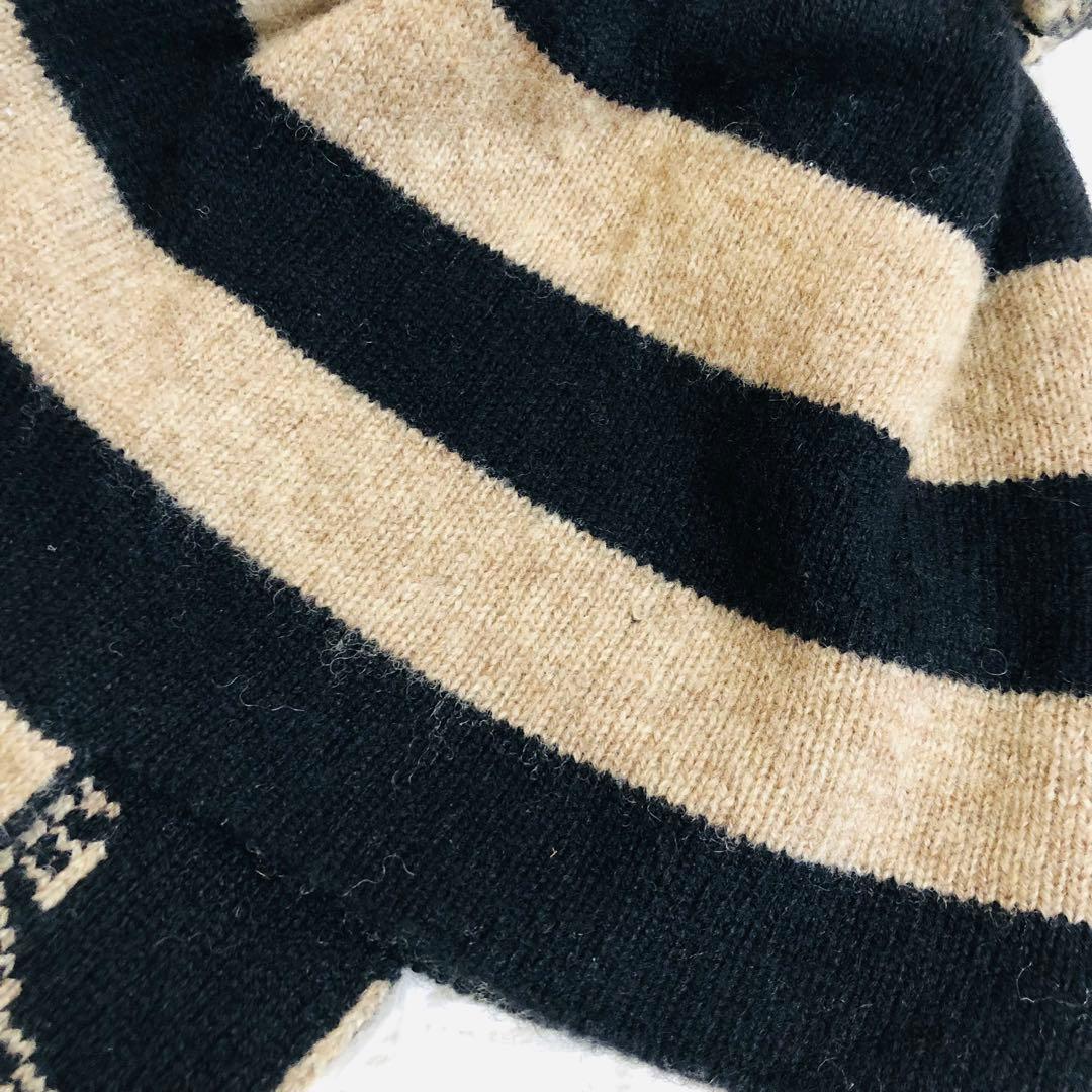 ヴィヴィアンウエストウッド　ニット帽　耳当て付き　ボーダ　ボンボンニットキャップ