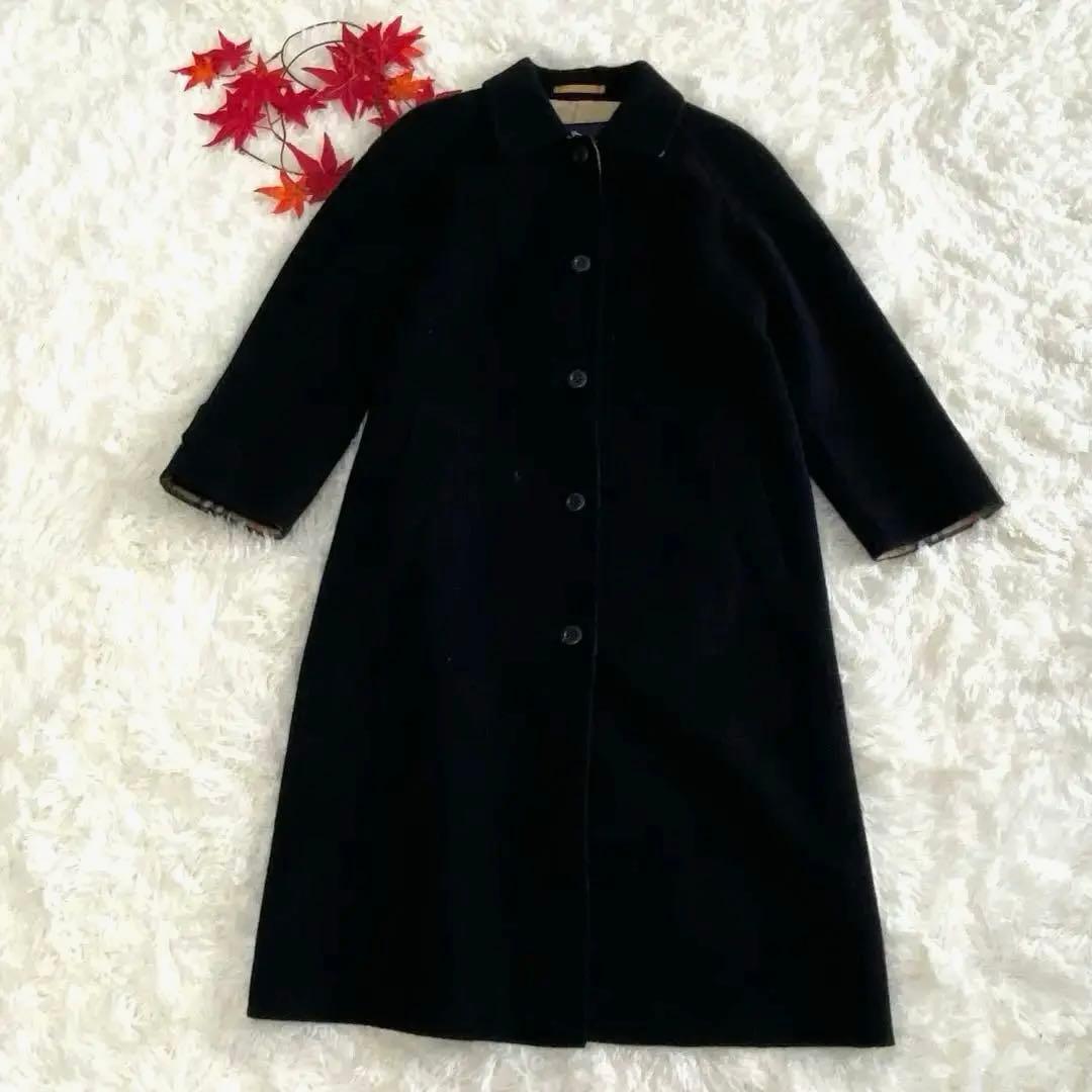 バーバリーロンドン　BURBERRYステンカラーコート　羊毛 カシミヤM 黒