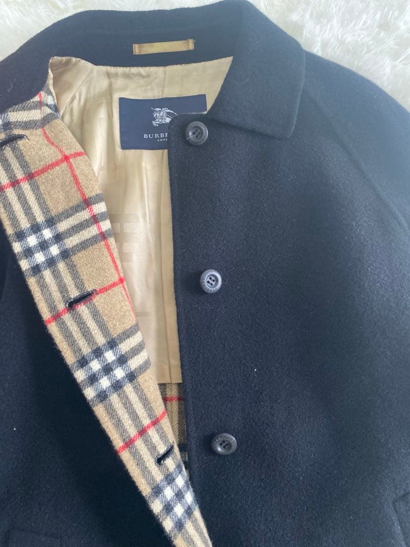 バーバリーロンドン　BURBERRYステンカラーコート　羊毛 カシミヤM 黒