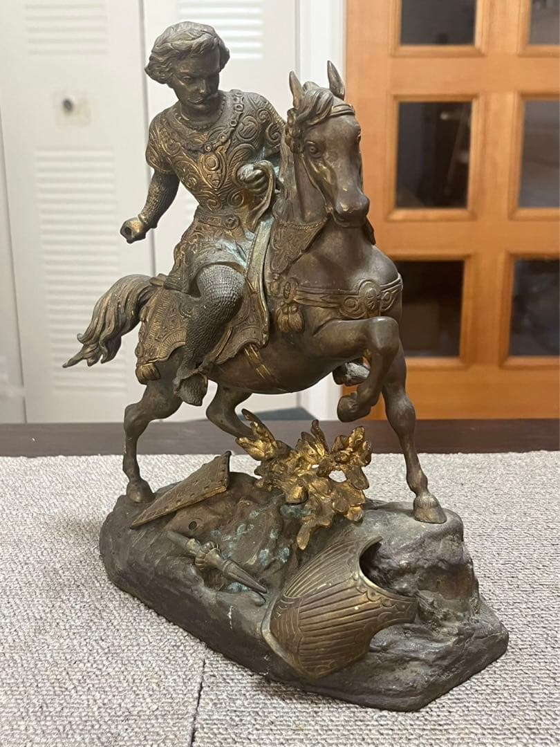 戦馬に乗る　北欧彫像置物フィギュア　真鍮　インテリア