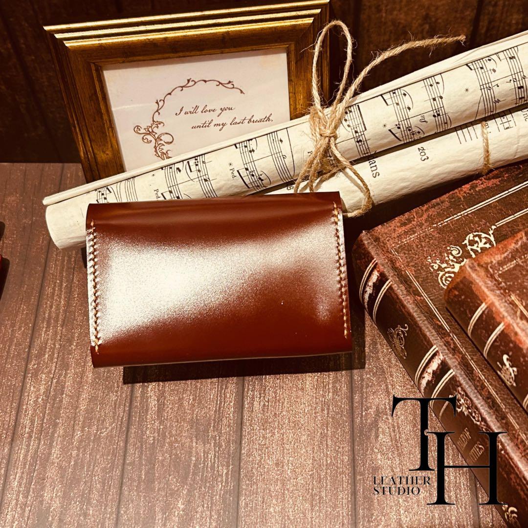 コードバン　名刺入れ　新喜皮革　バーガンディ　3個セット