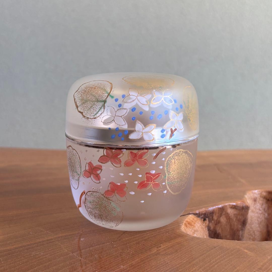 義山 硝子 棗 水崎長寿 紫陽花 共箱 茶道具