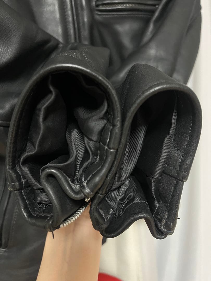 Schott ブラック レザー シングルライダース 38