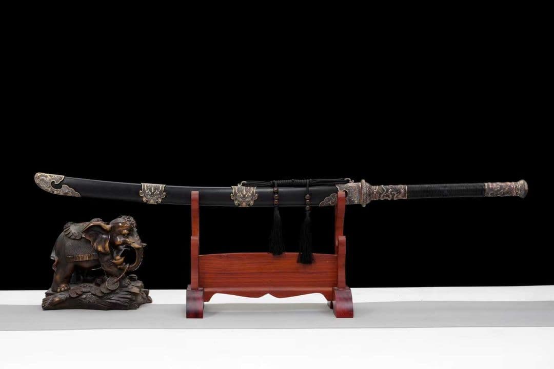 【丁白桜青刀】古兵器 刀装具 日本刀　模造刀 居合刀 武士道 鑑賞用 両手刀