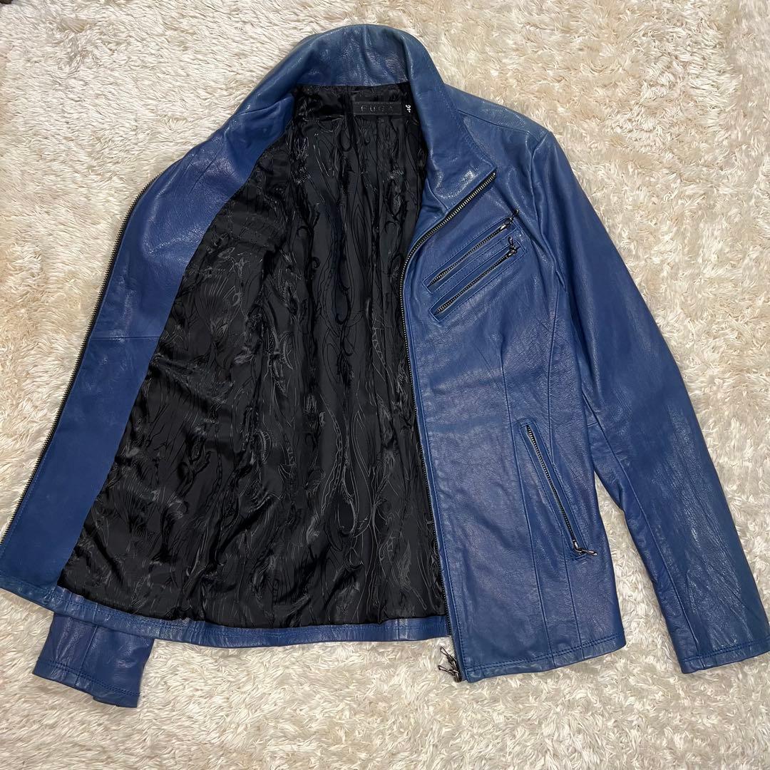 FUGA シングル ライダース ジャケット ジップ Y2K 総柄 ハイネック