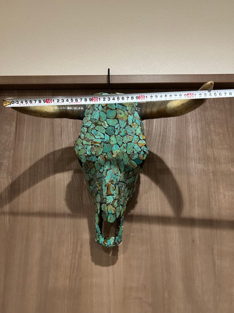 ネイティブアメリカターコイズ装飾牛の頭部オブジェ❣️ショートタイムセール