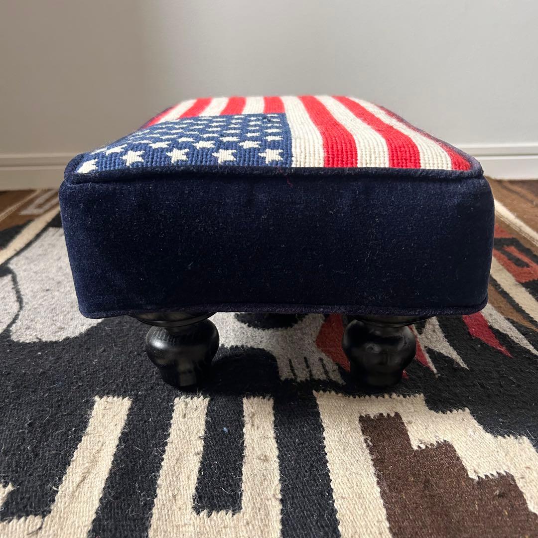 【激レア　美品】ジョナサンアドラー　オットマン　星条旗　ロゴ刺繍　木彫足　ウール