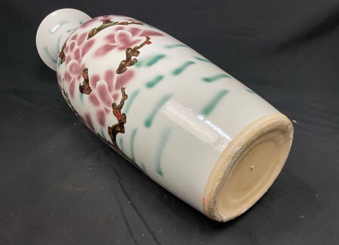 中国美術 特大花瓶 高さ約98cm 飾り壺 置大型インテリア 花柄 大壺