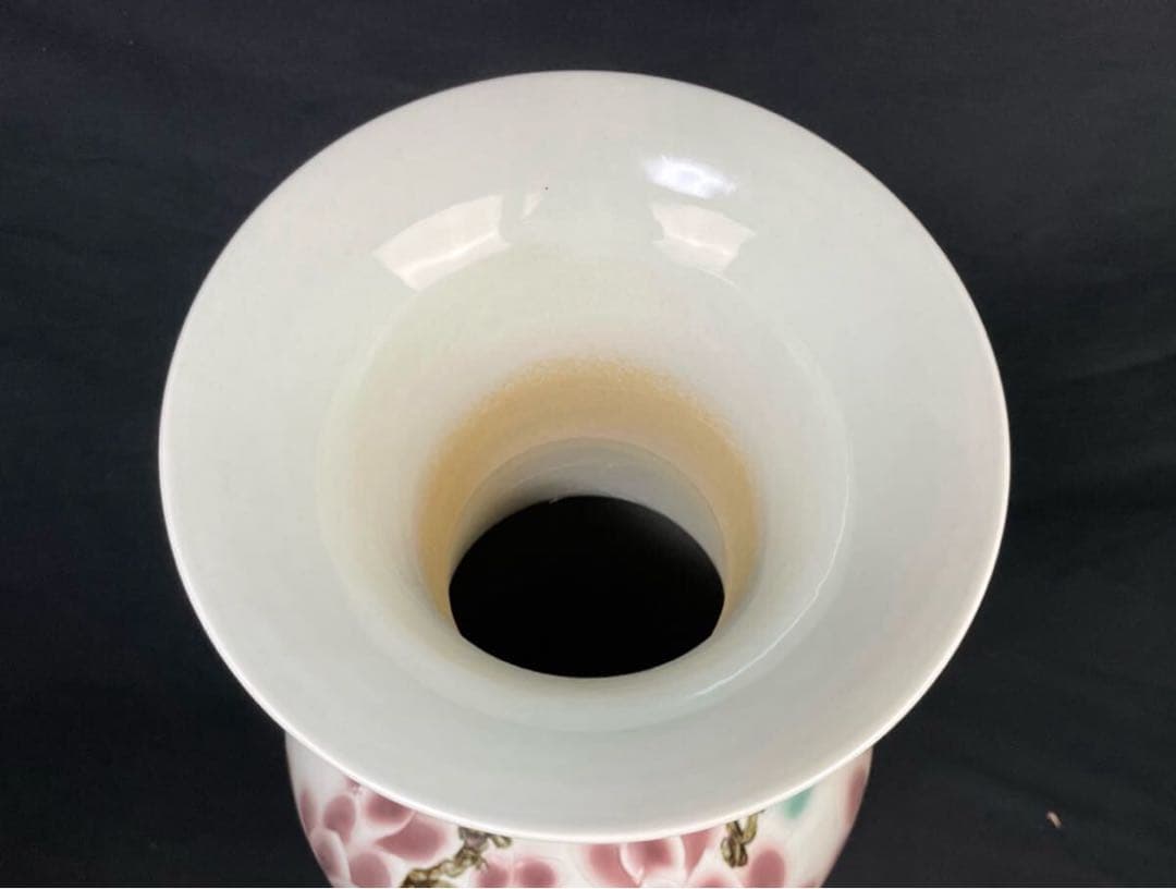 中国美術 特大花瓶 高さ約98cm 飾り壺 置大型インテリア 花柄 大壺