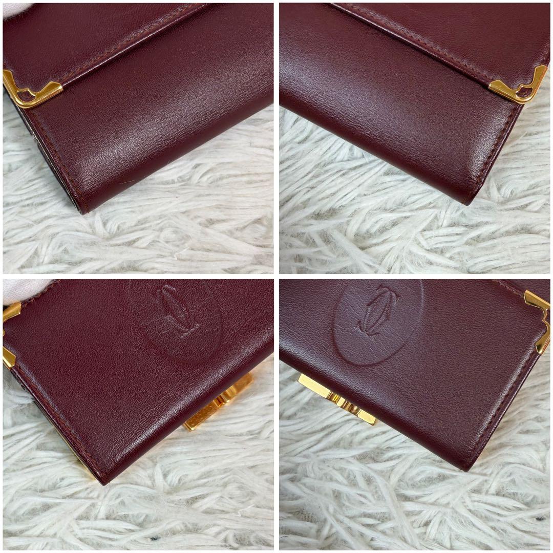 新品未使用/付属品完備✨Cartier 三つ折り財布 がま口 金具 ボルドー