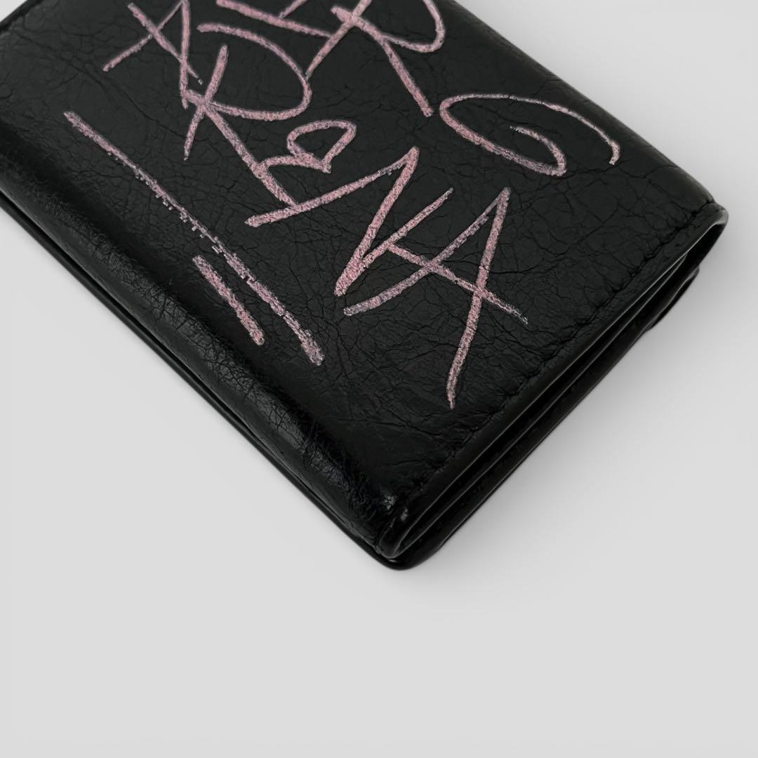 美品 バレンシアガ ペーパー ミニウォレット グラフィティ ブラック 財布