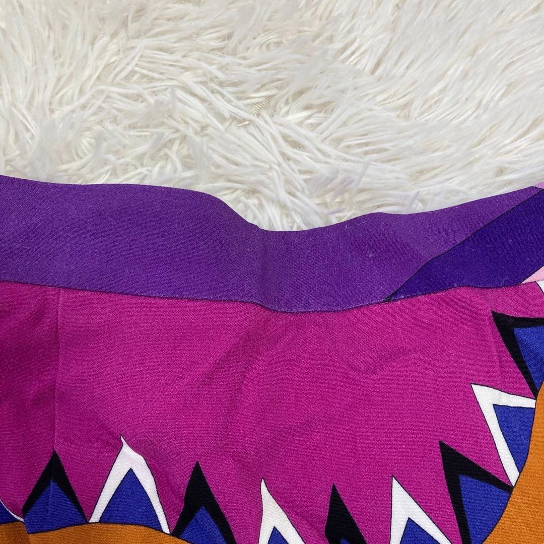 EMILIO PUCCI 総柄裾フリルスカート パープル 38 エレガント 大人