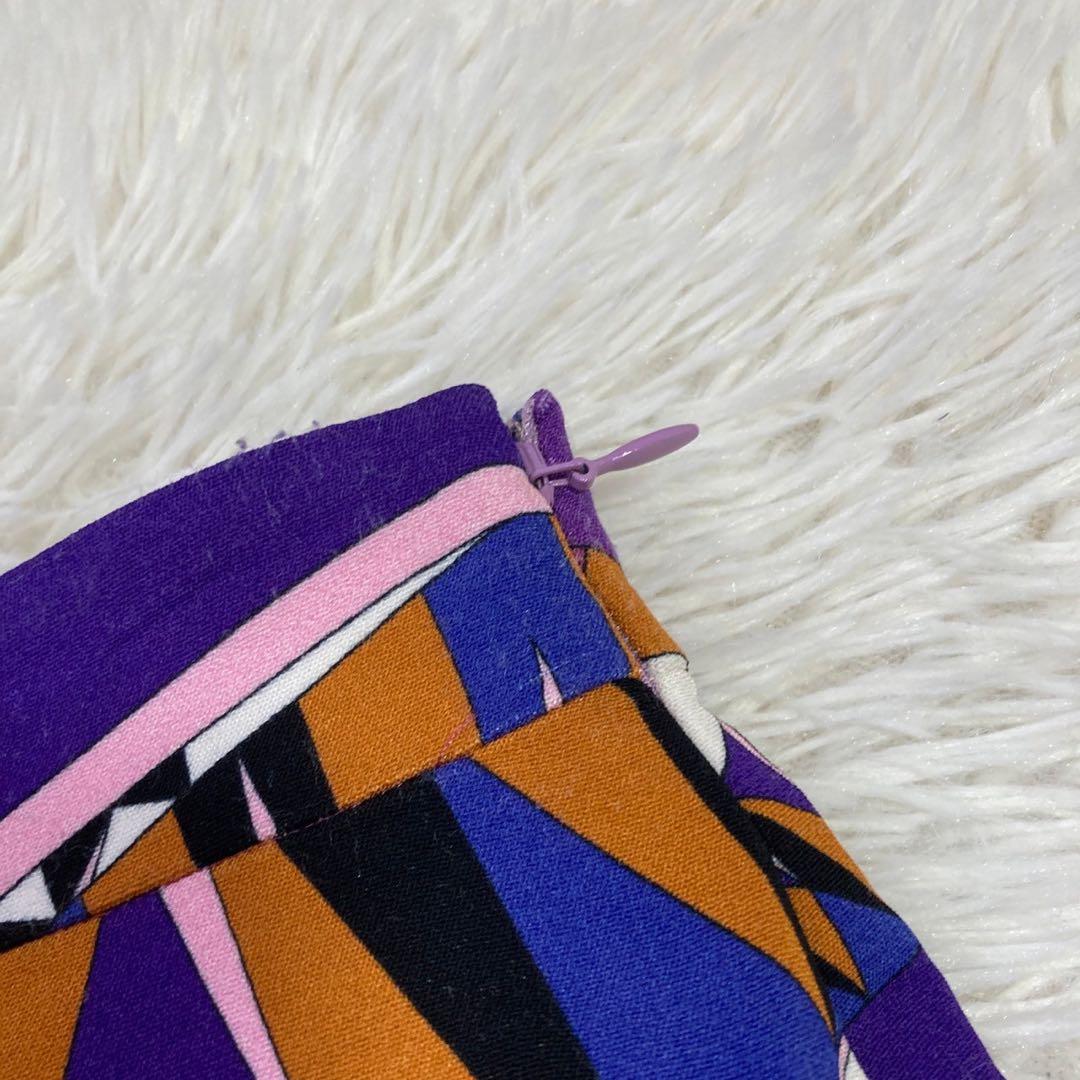 EMILIO PUCCI 総柄裾フリルスカート パープル 38 エレガント 大人