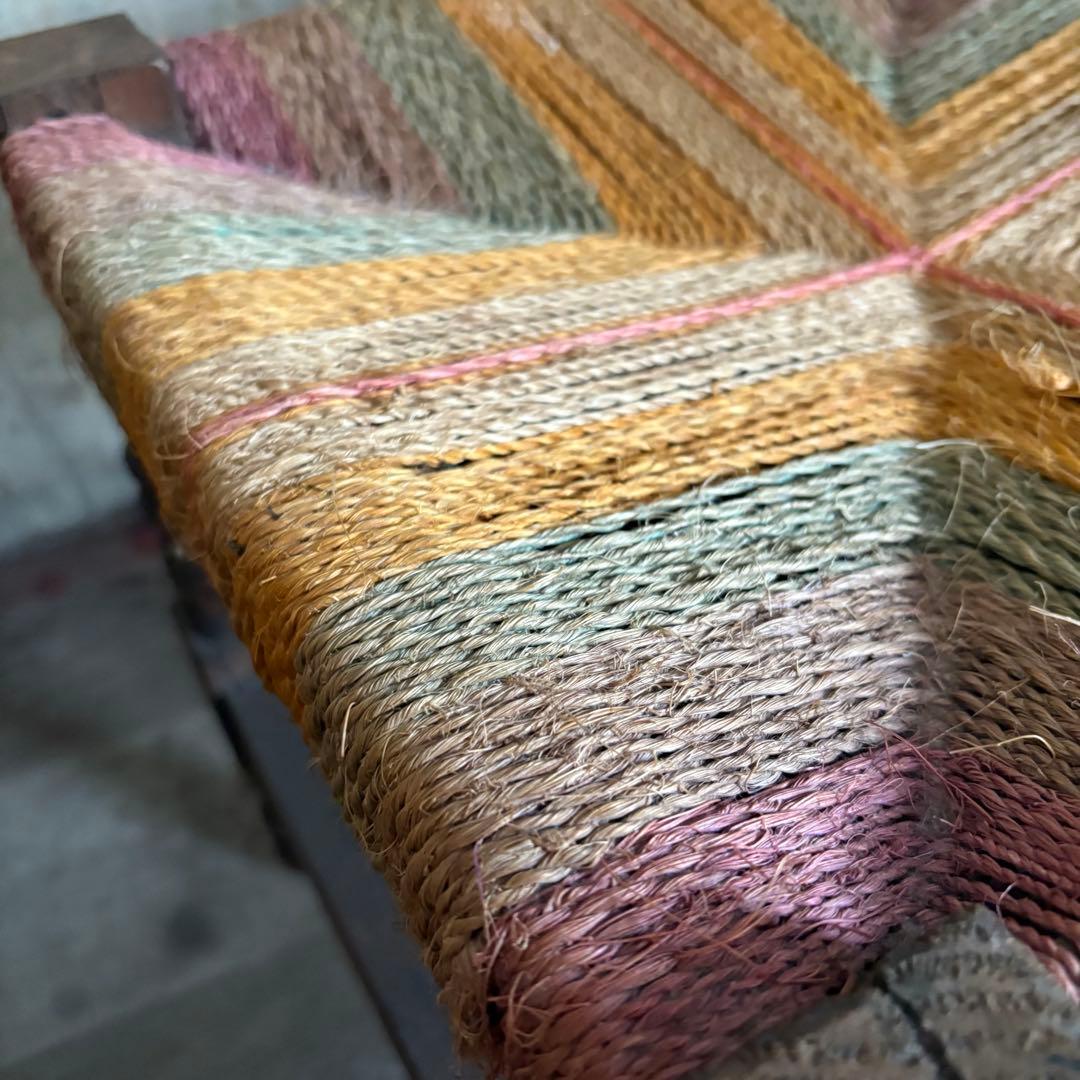 ヴィンテージ　ラッシュスツール　無垢材