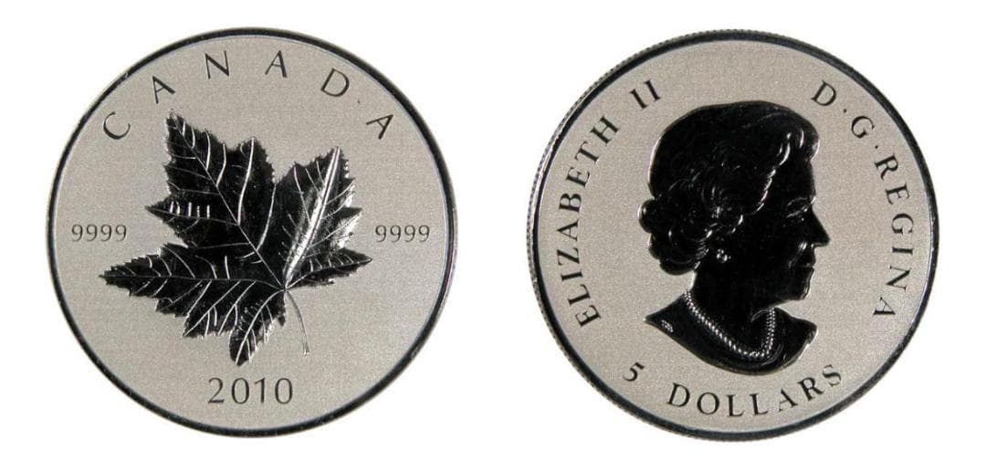 2010 カナダ メイプルリーフ 銀貨 5ドル 純銀 限定 記念 