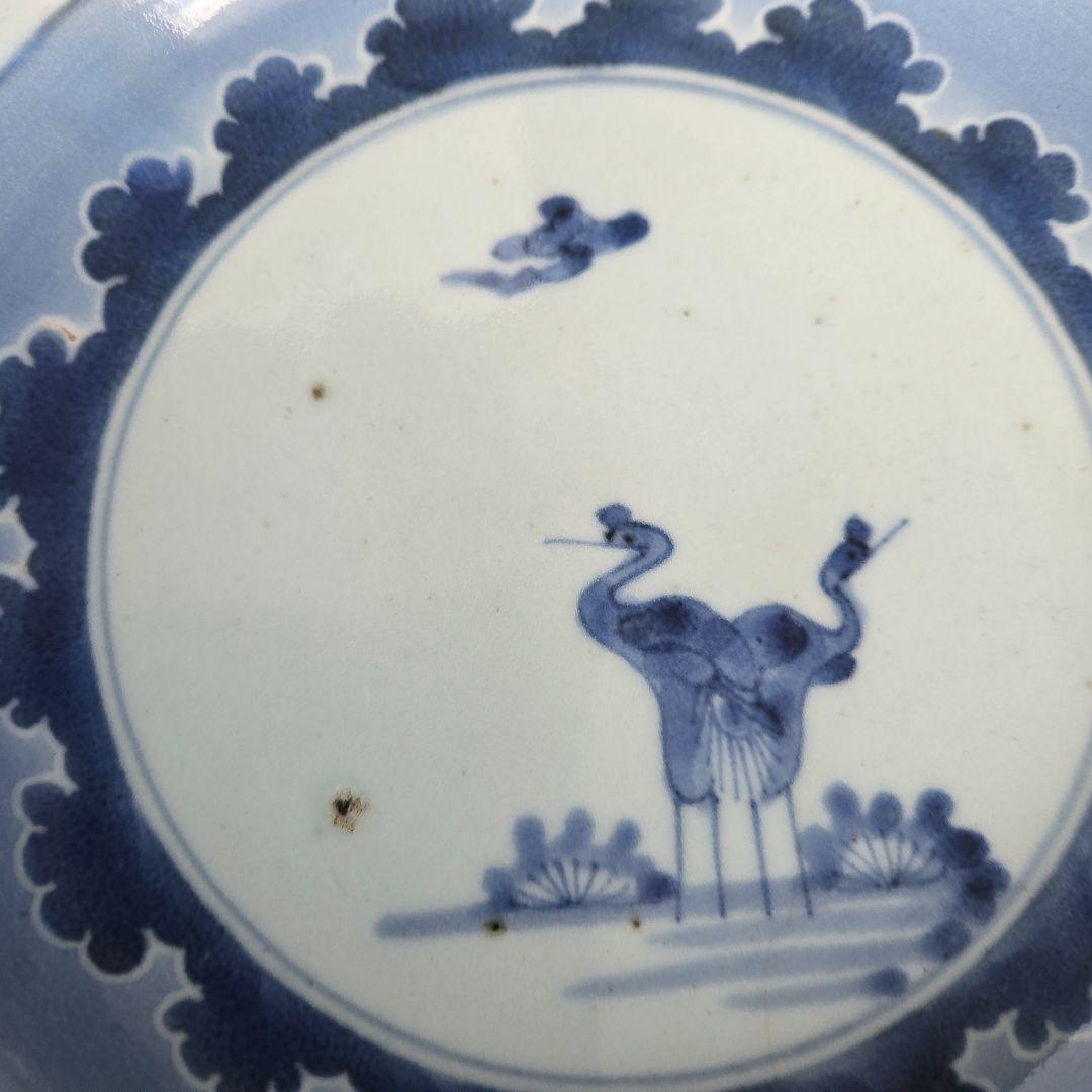 古伊万里　染付　六寸皿　江戸時代　骨董　アンティーク　金継ぎ　有田焼　九谷焼