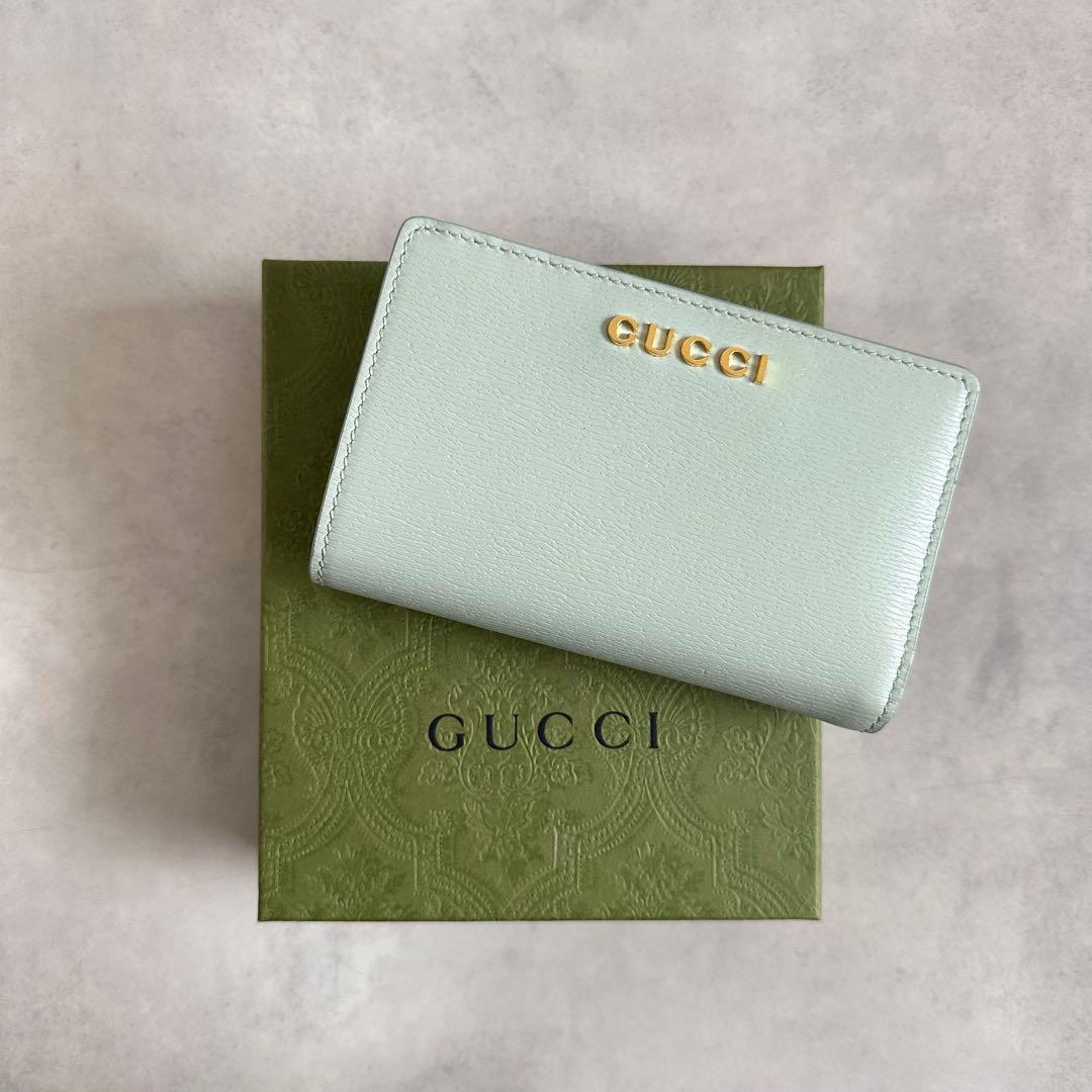 【新品未使用】GUCCI 財布 セラドングリーン×ピンク　折り財布