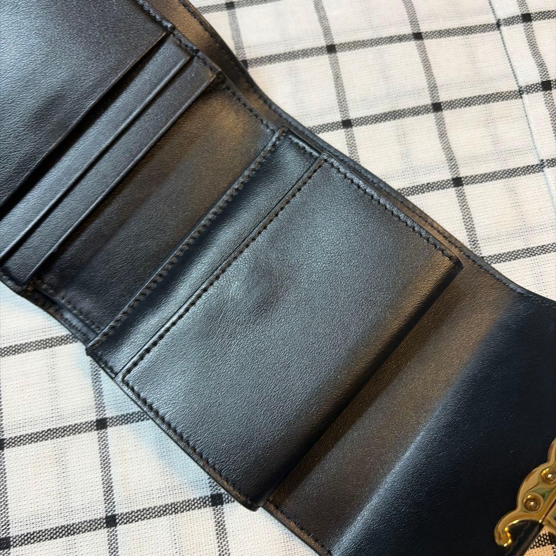CELINE ブラックレザー 三つ折り財布