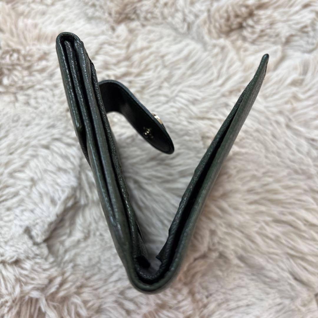 BVLGARI ブルガリ ダークグリーン レザー 二つ折り財布