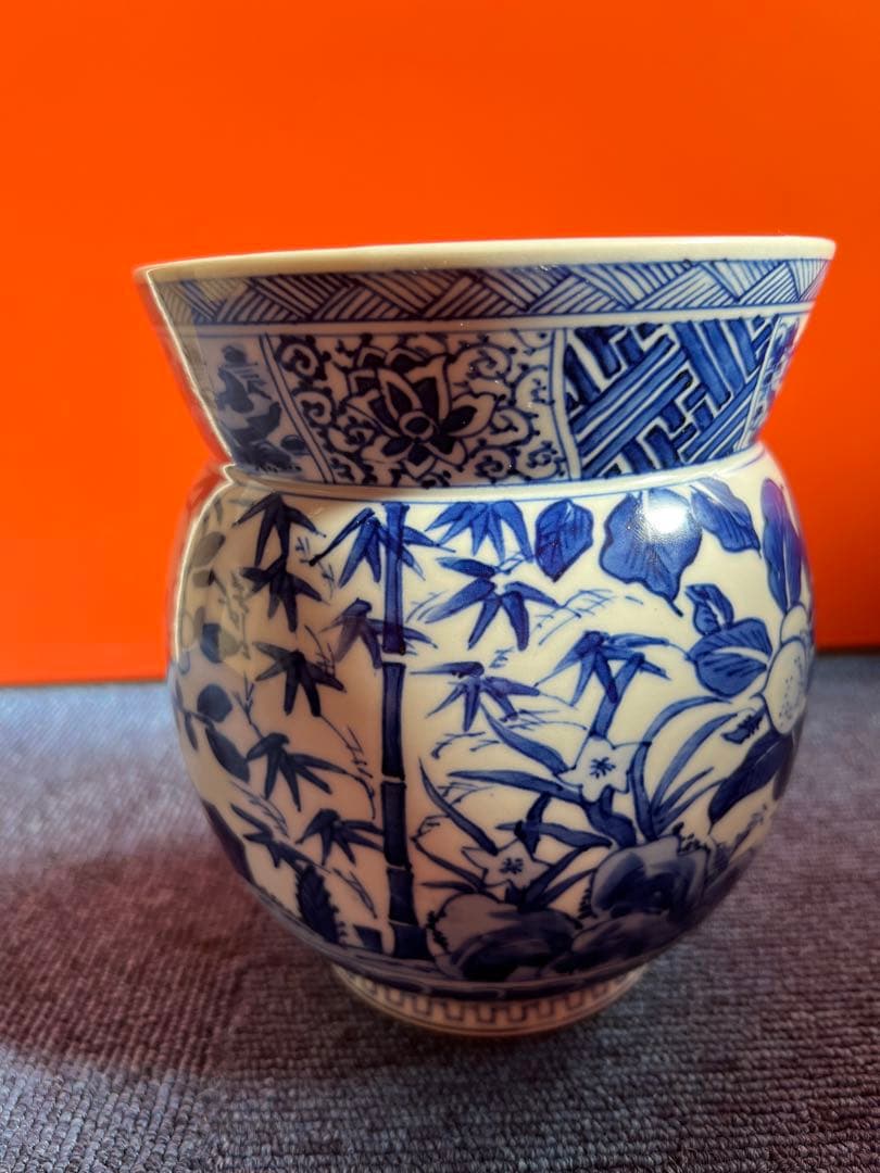 1233 平安徳永　青花染付　水指