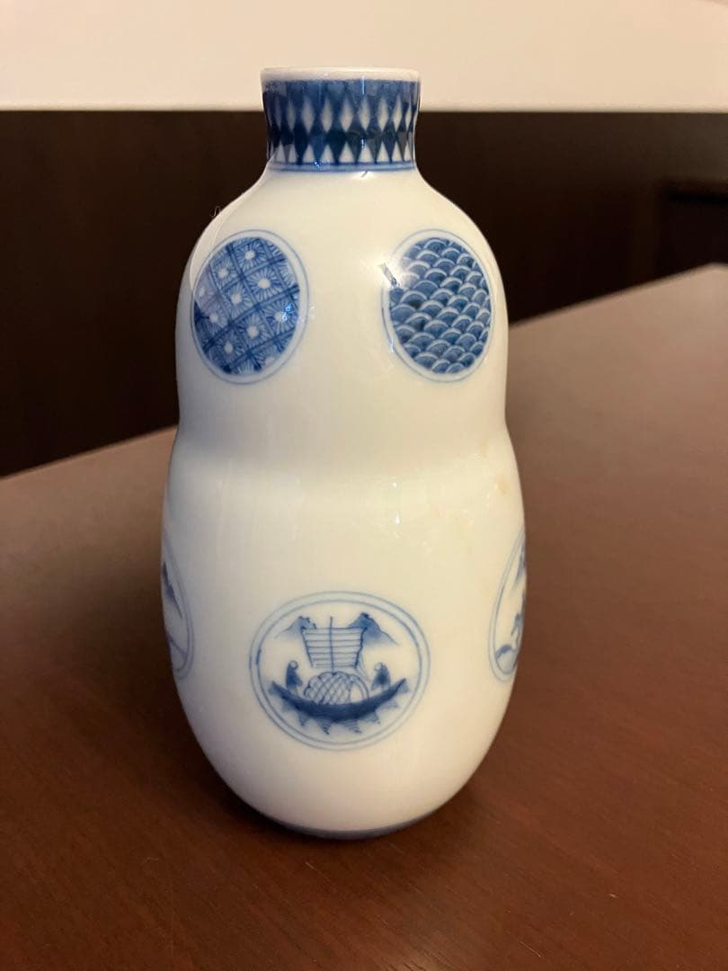 今右衛門　染付丸紋模様徳利　お猪口