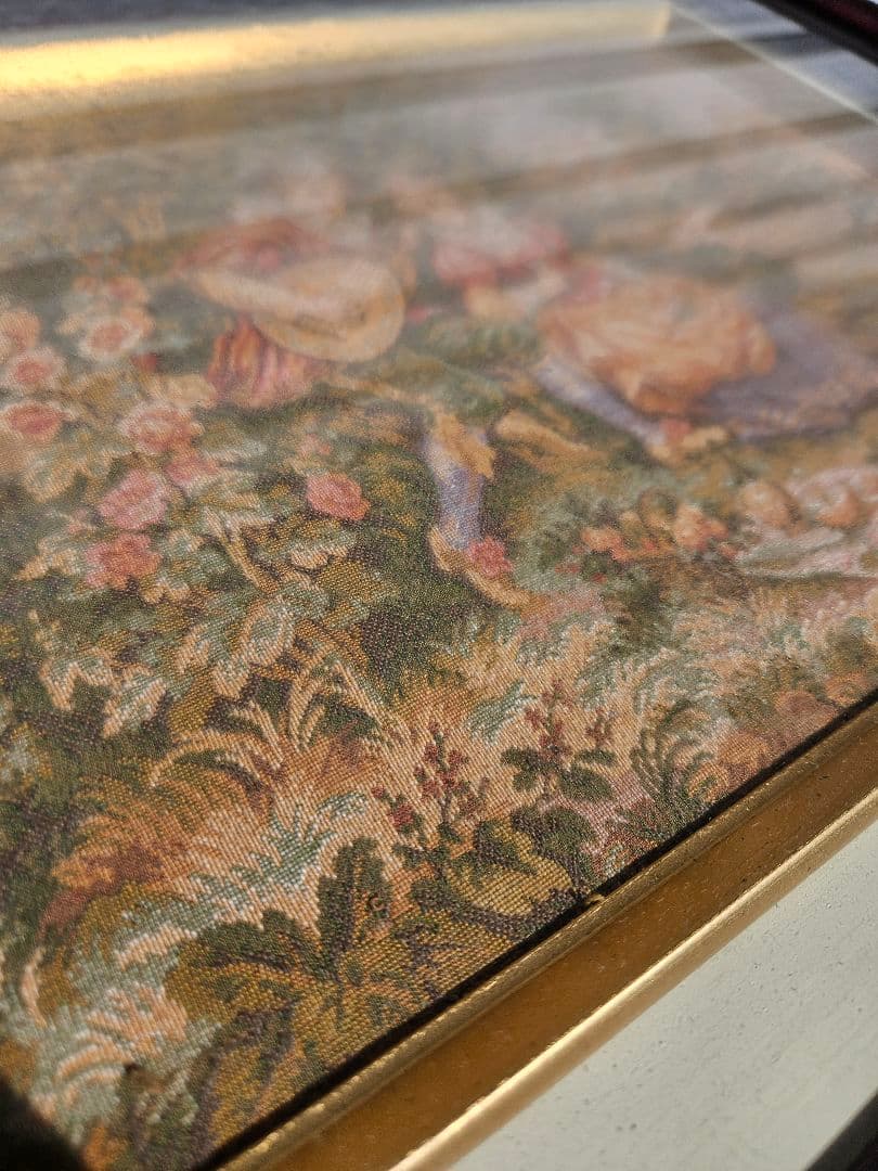 アンティーク ゴブラン織り 額装 タペストリー フランス 美術品 壁掛け