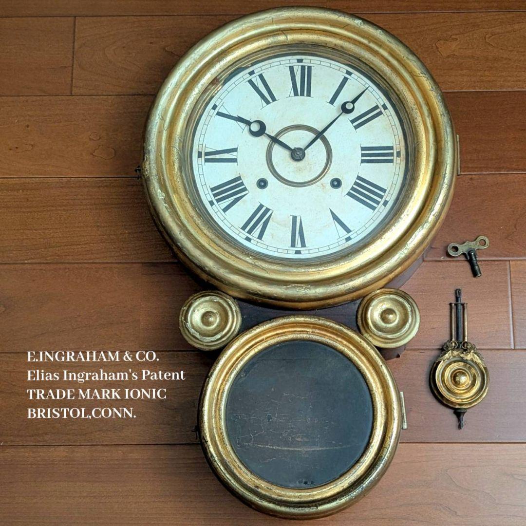 四つ丸　アンティーク掛時計　古時計　ダルマ時計　イングラハム掛時計