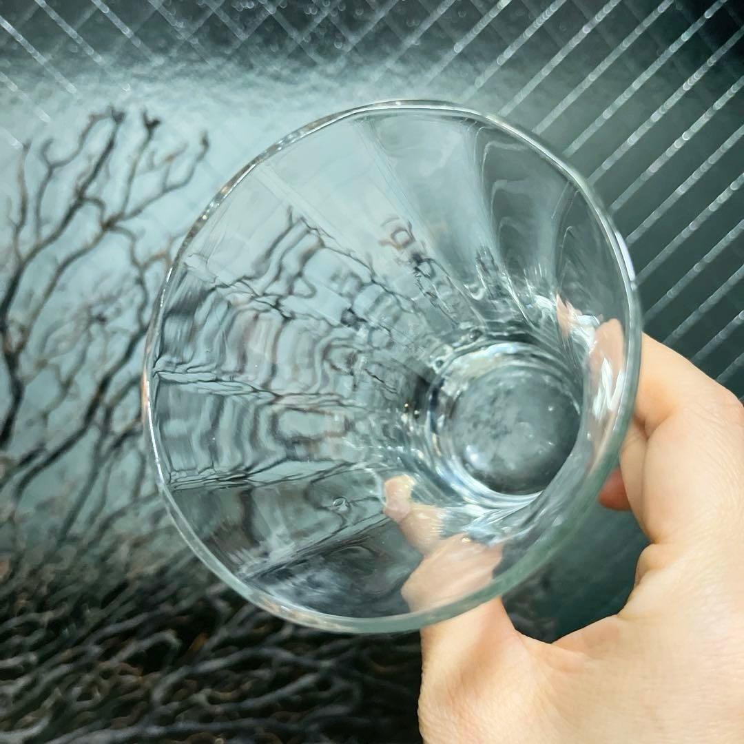 骨董　時代ガラス　薄張り　縞模様　ラッパ型　朝顔造り　ピルスナー　コップ　ウラン
