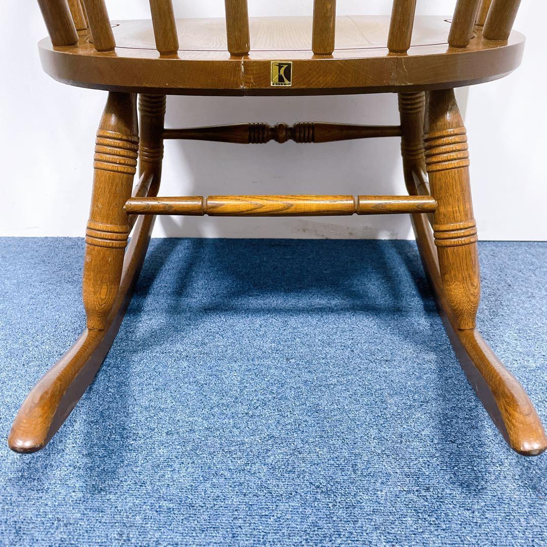 【送料込】飛騨産業 キツツキマーク アンティーク 木製ロッキングチェア②