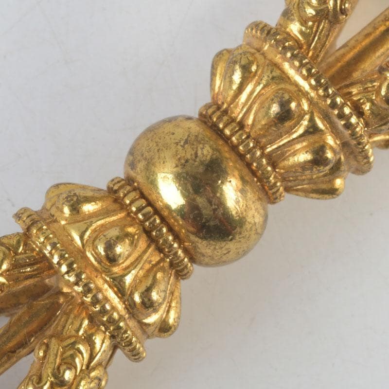 チベット密教法具　古銅鍍金　五鈷杵　金剛杵　V　9570