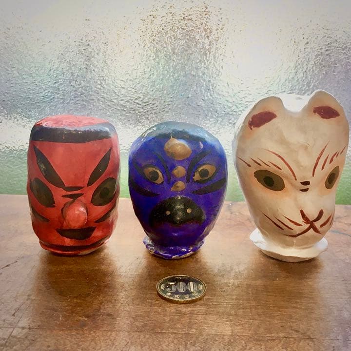 埼玉県 廃絶 郷土玩具 越谷市 砂原張子 松沢栄一 第六天神社　天狗　烏天狗　狐