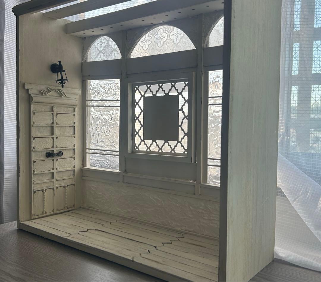 木製ドールハウス・背景ボード・ミニチュアハウス・ハンドメイド☆1/6