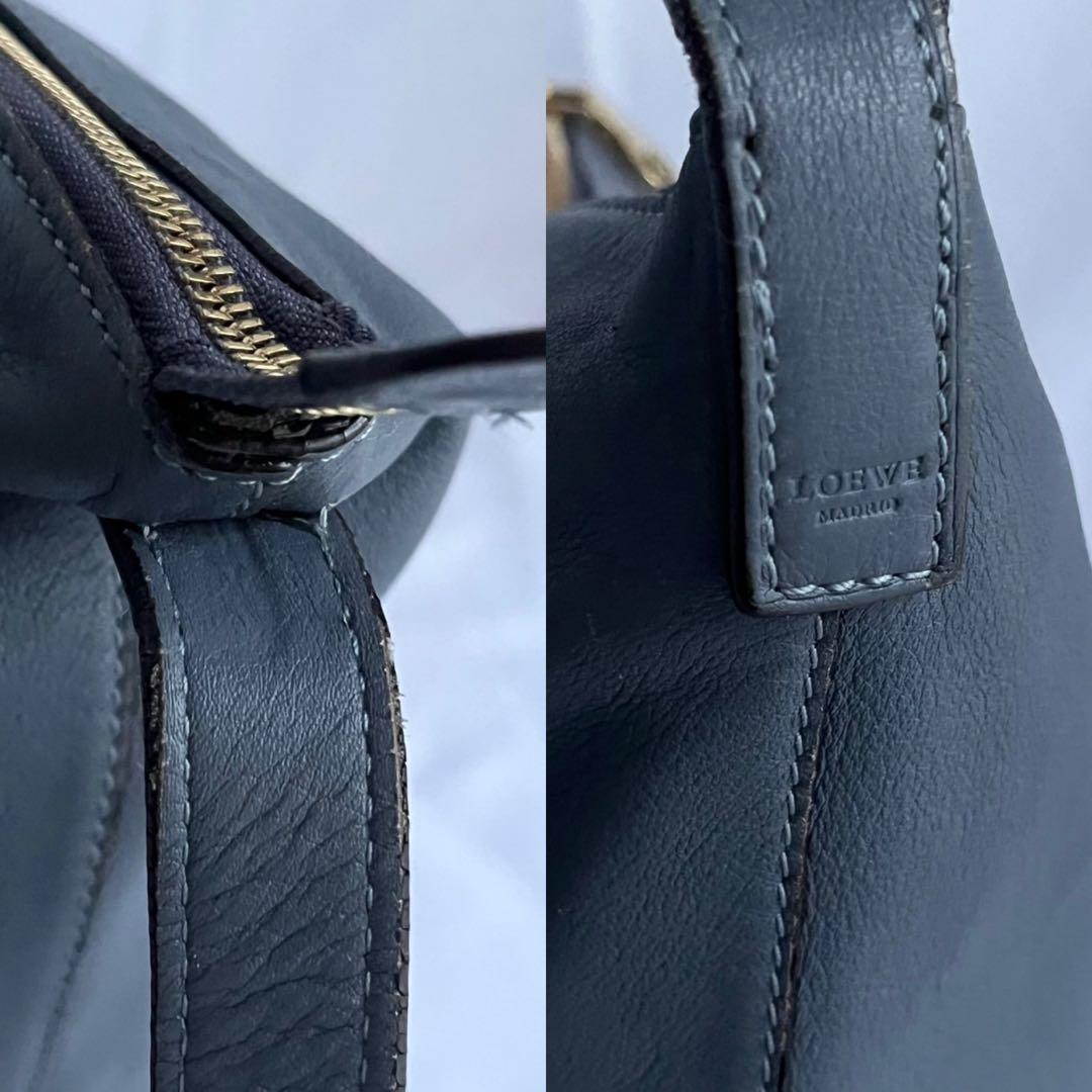 ✨極美品✨　LOEWE アナグラム　ショルダーバッグ　ブルーグレー　レザー