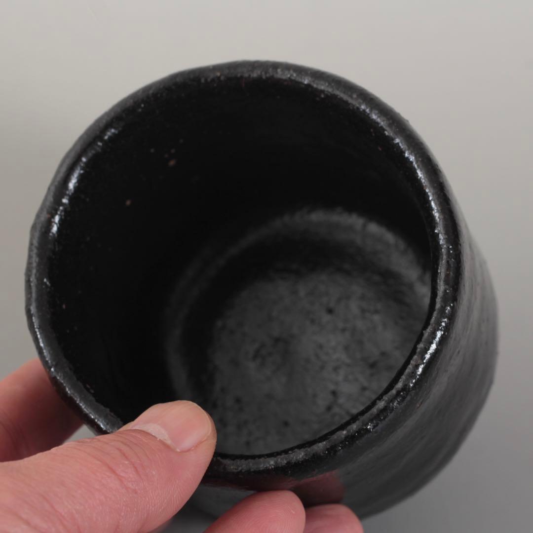 bluesky 黒楽 筒茶碗 茶道具 古道具 アンティーク