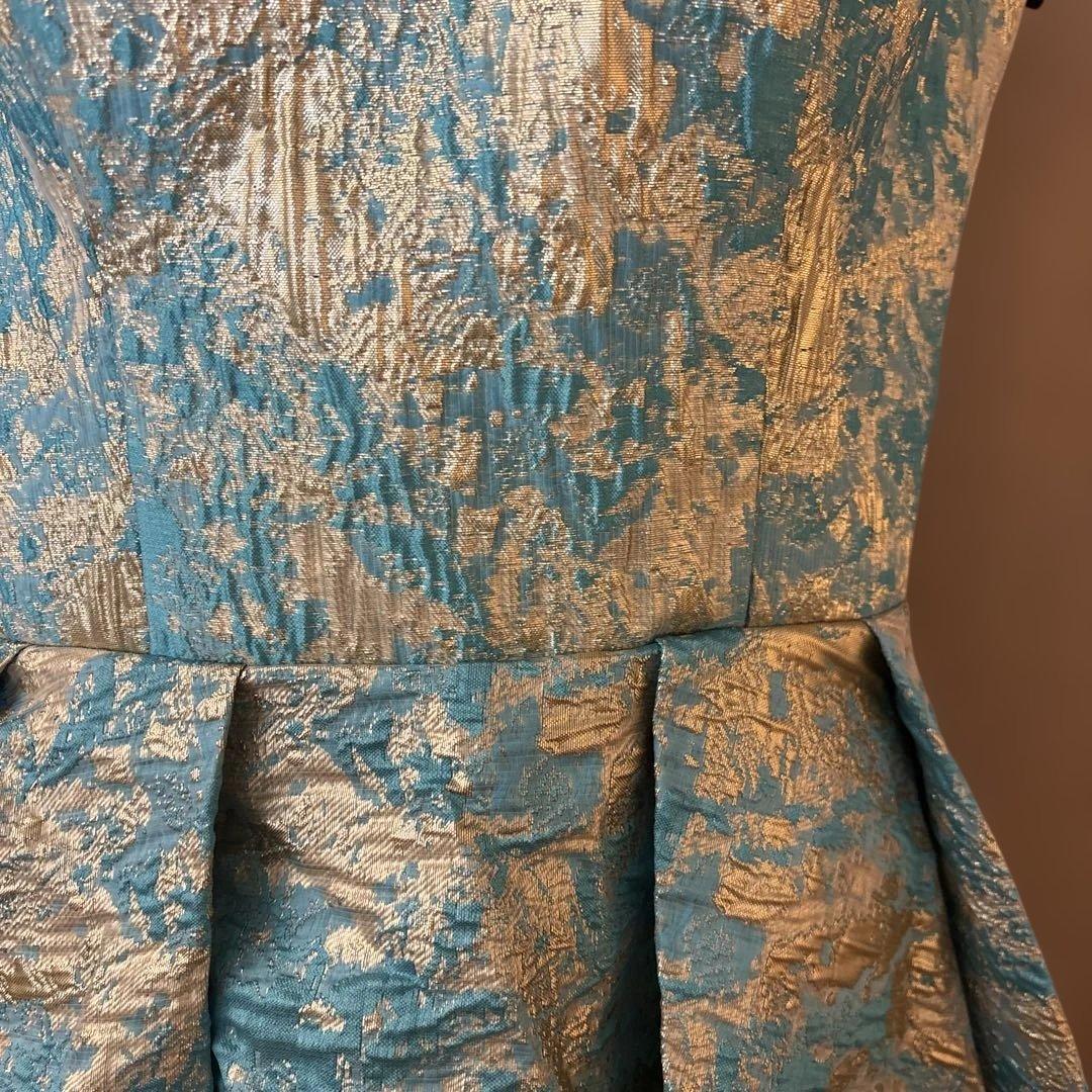 青と金の　エレガントロングドレス　カラードレス　演奏会