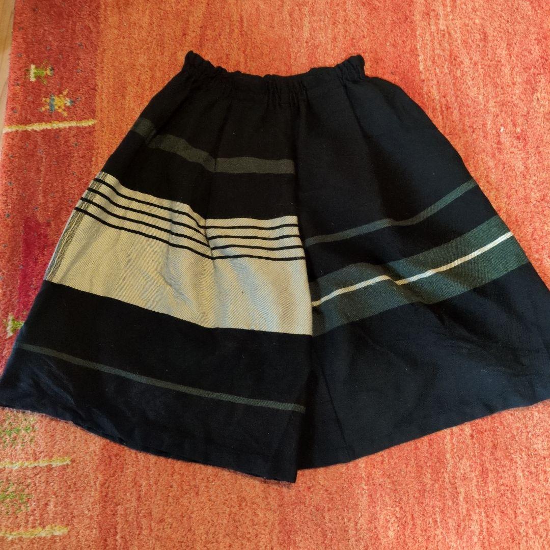 amaki niime 黒とグレーのストライプスカート