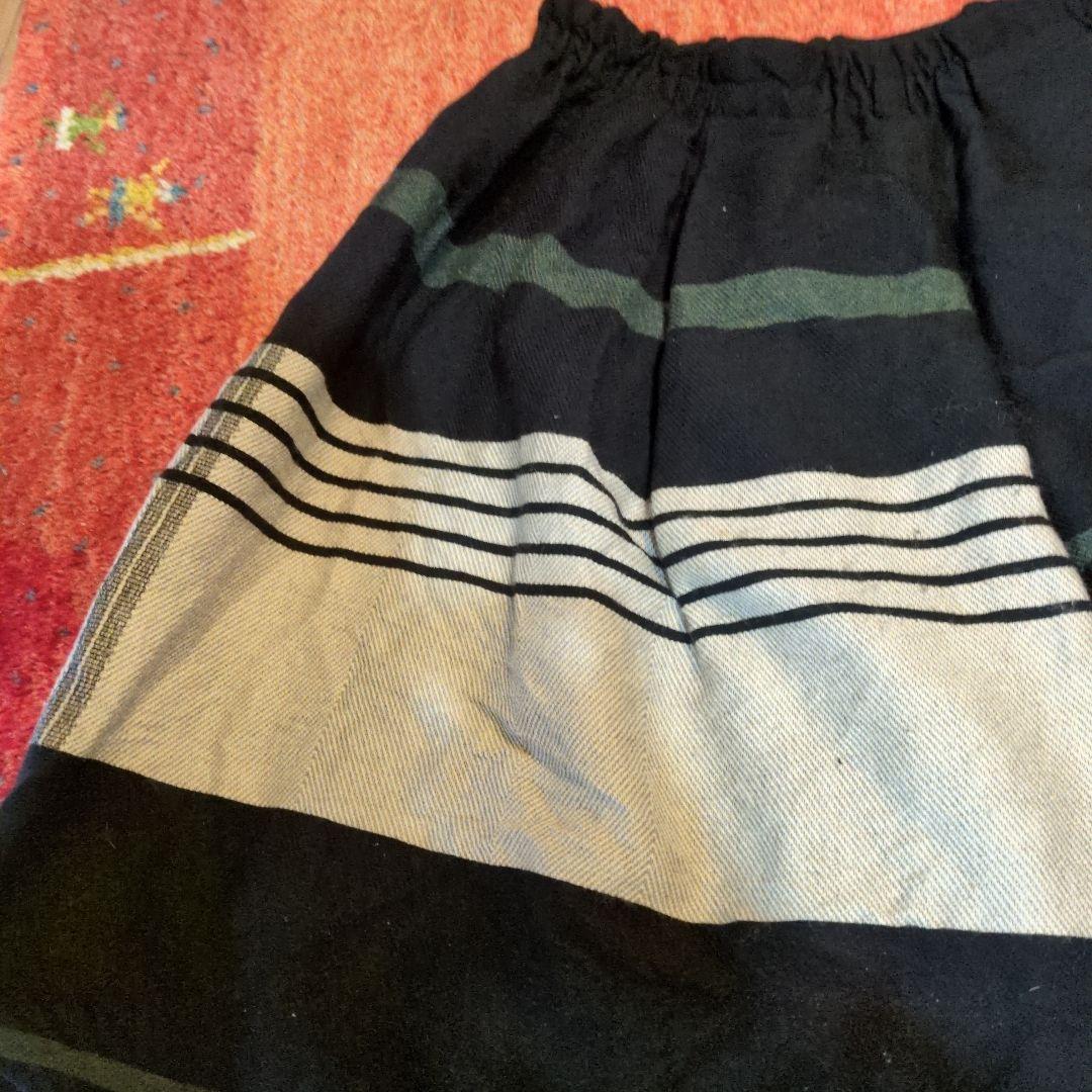 amaki niime 黒とグレーのストライプスカート