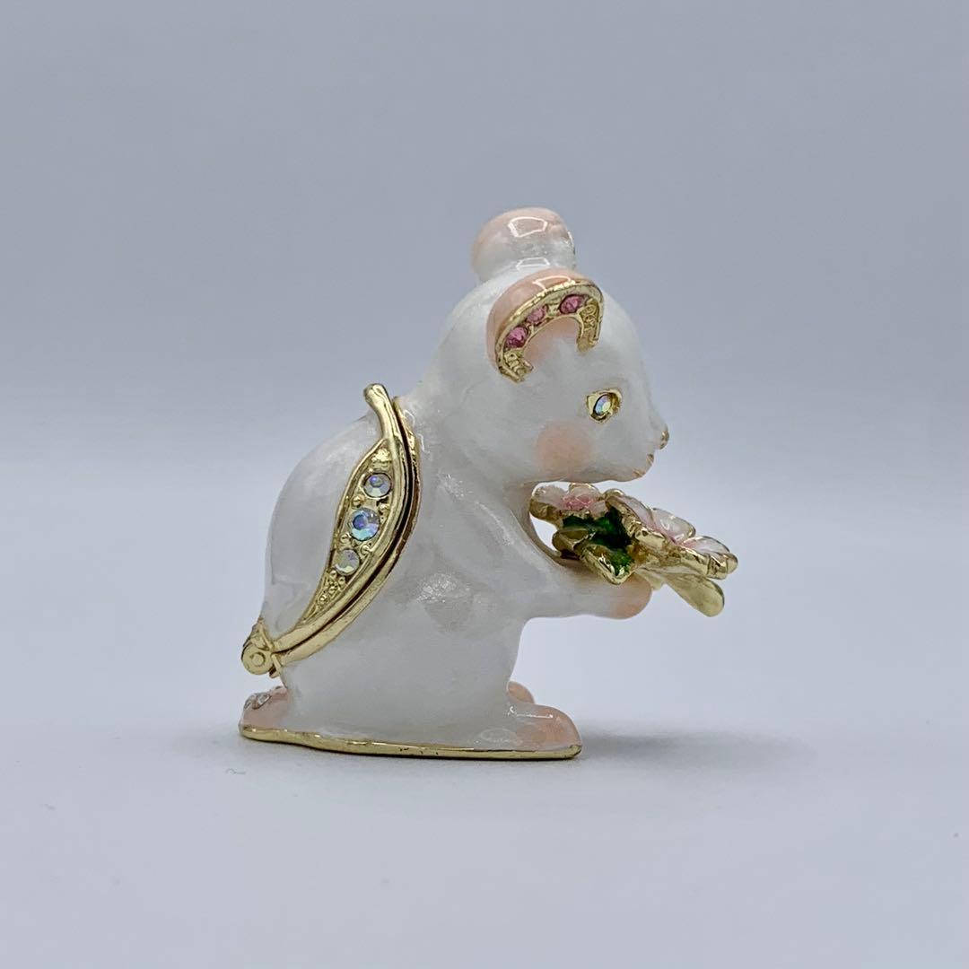 ピィアース　はなねずみ　箱付き　ジュエリーボックス　白ねずみ