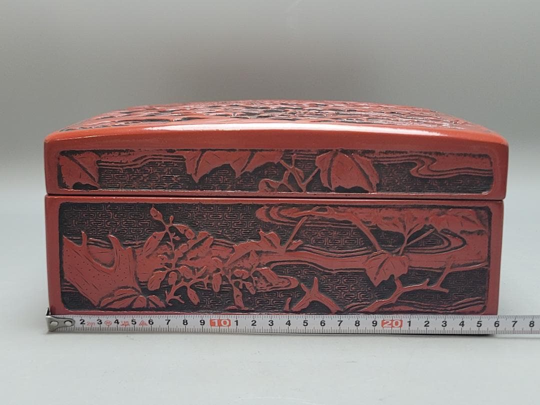 鳳凰紋 堆朱 文庫 美品 DT744