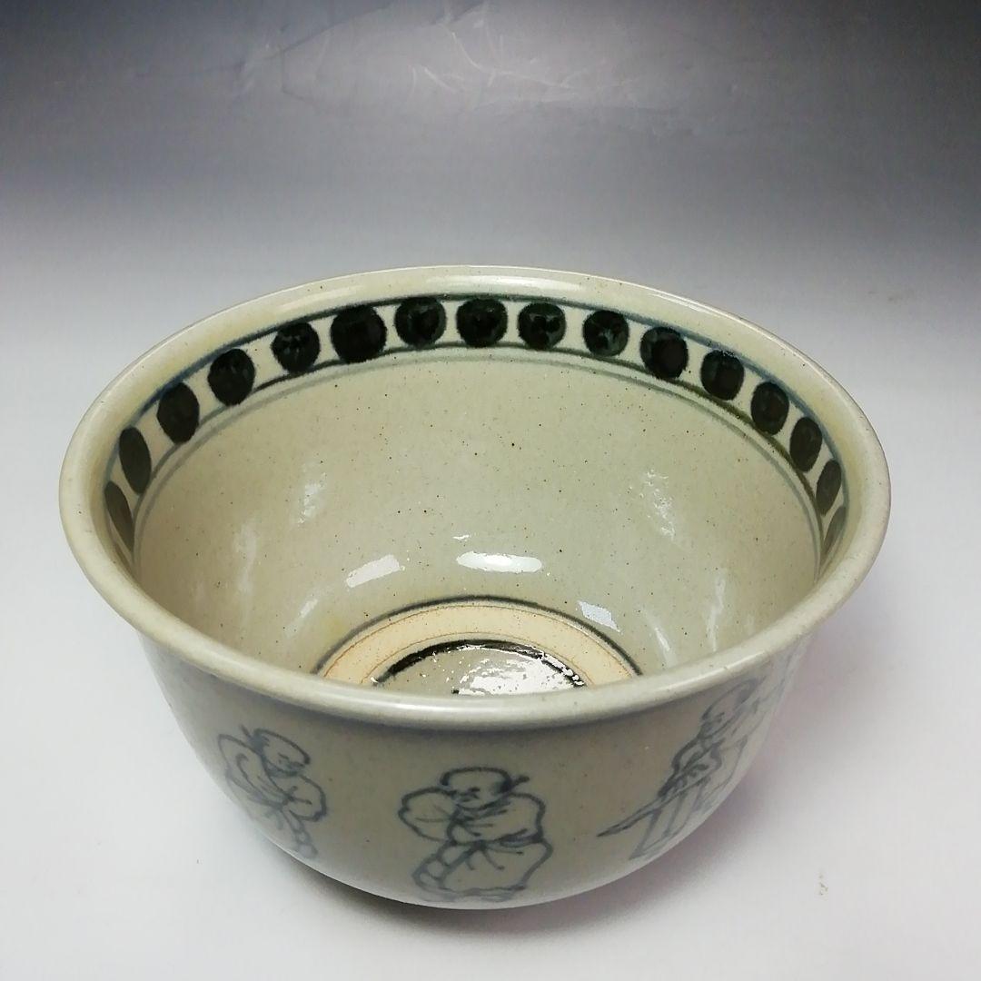 Ｓ６３６　茶碗　『安南写七賢人絵』『陽炎園　膳所焼』　共箱　抹茶碗　茶道具