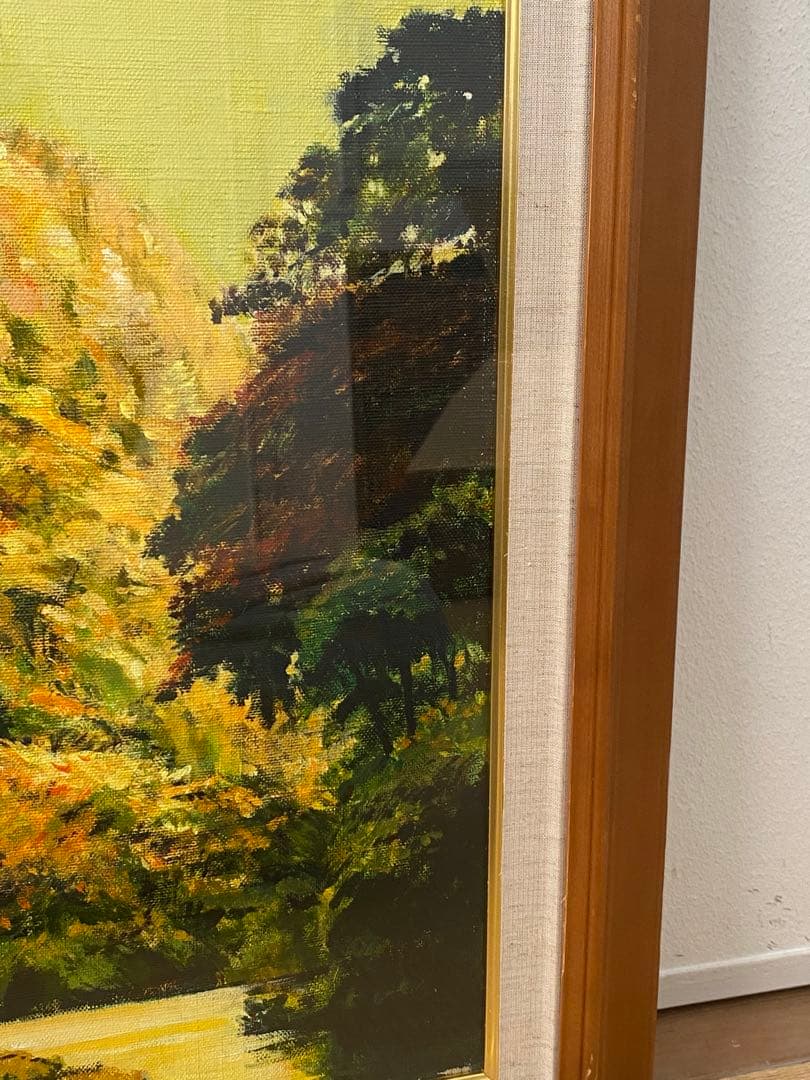 油絵　花井善道　『 錦秋十和田湖 』　共シール　画　F6号