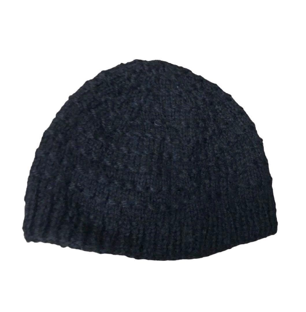 新品クロシェ編み鍵編みウールニット帽ブラック黒イスラーワッチ温かいユニセックス