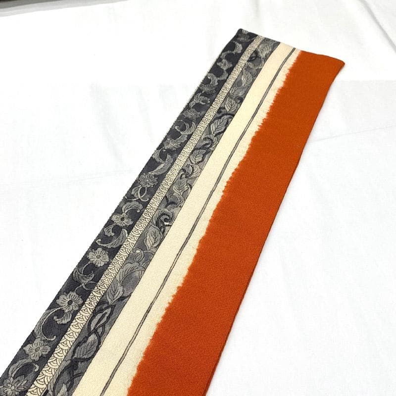 508mn63▲多ち花 縮緬 花唐草 青海波 九寸名古屋帯▲美品