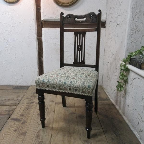 イギリス アンティーク 家具 ダイニングチェア 張りぐるみ椅子 英国 4208d